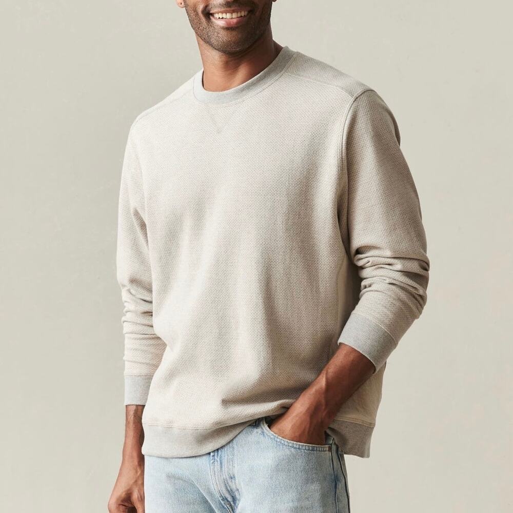 American Giant Men's Reversible Long Sleeve Crew Feather Grey Size Large NWOT